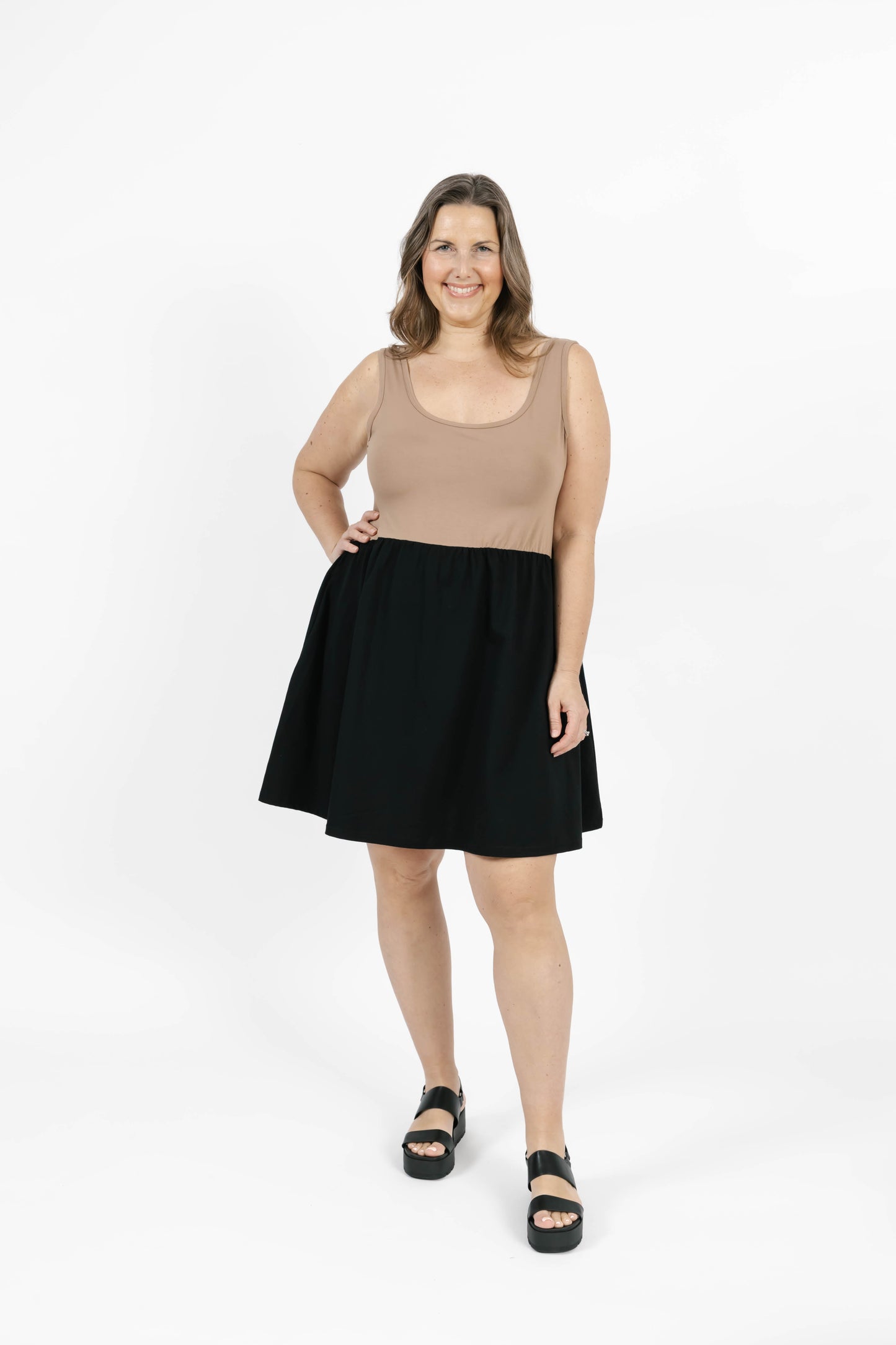 Tatiana Mini Dress - Sandy Brown/Black