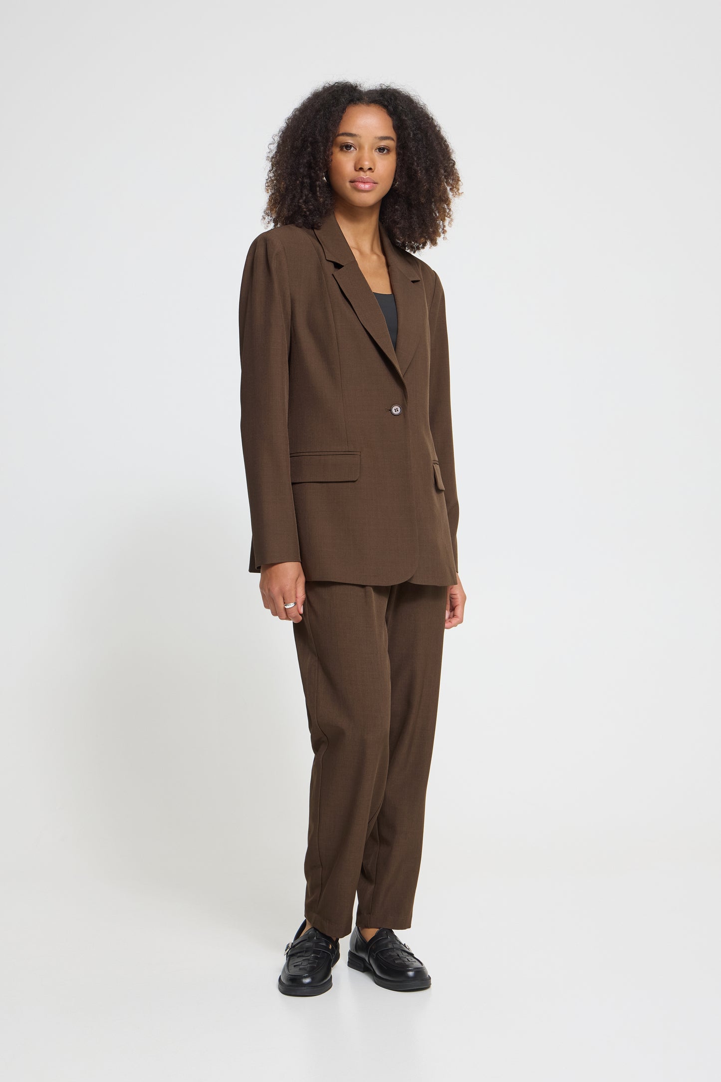 IHfava Long Blazer - Coffee Brown