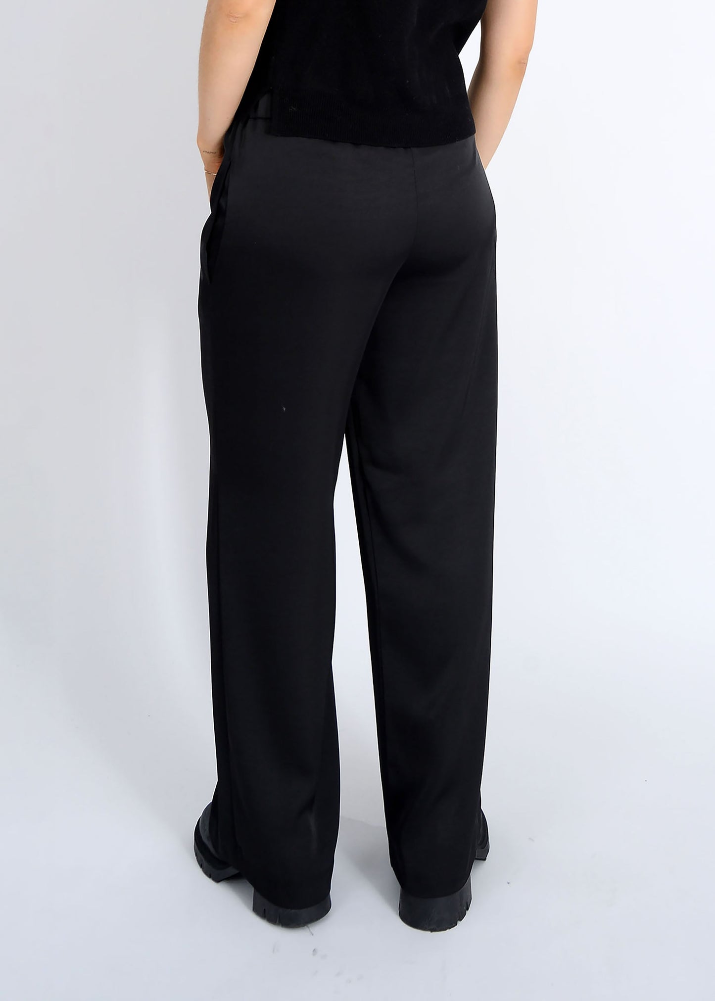 Merry Satin Drawstring Pant - Black