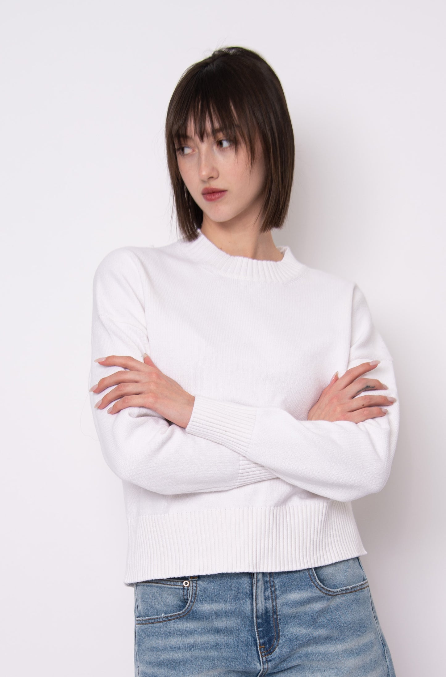 Nelkin Crew Neck Sweater - White