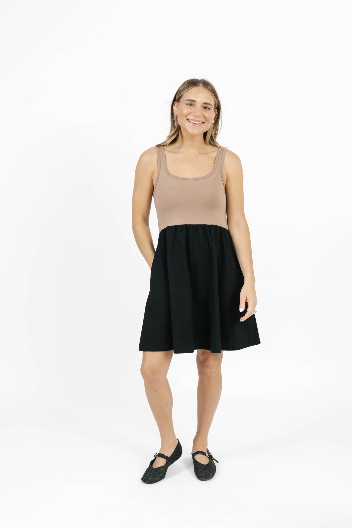Tatiana Mini Dress - Sandy Brown/Black