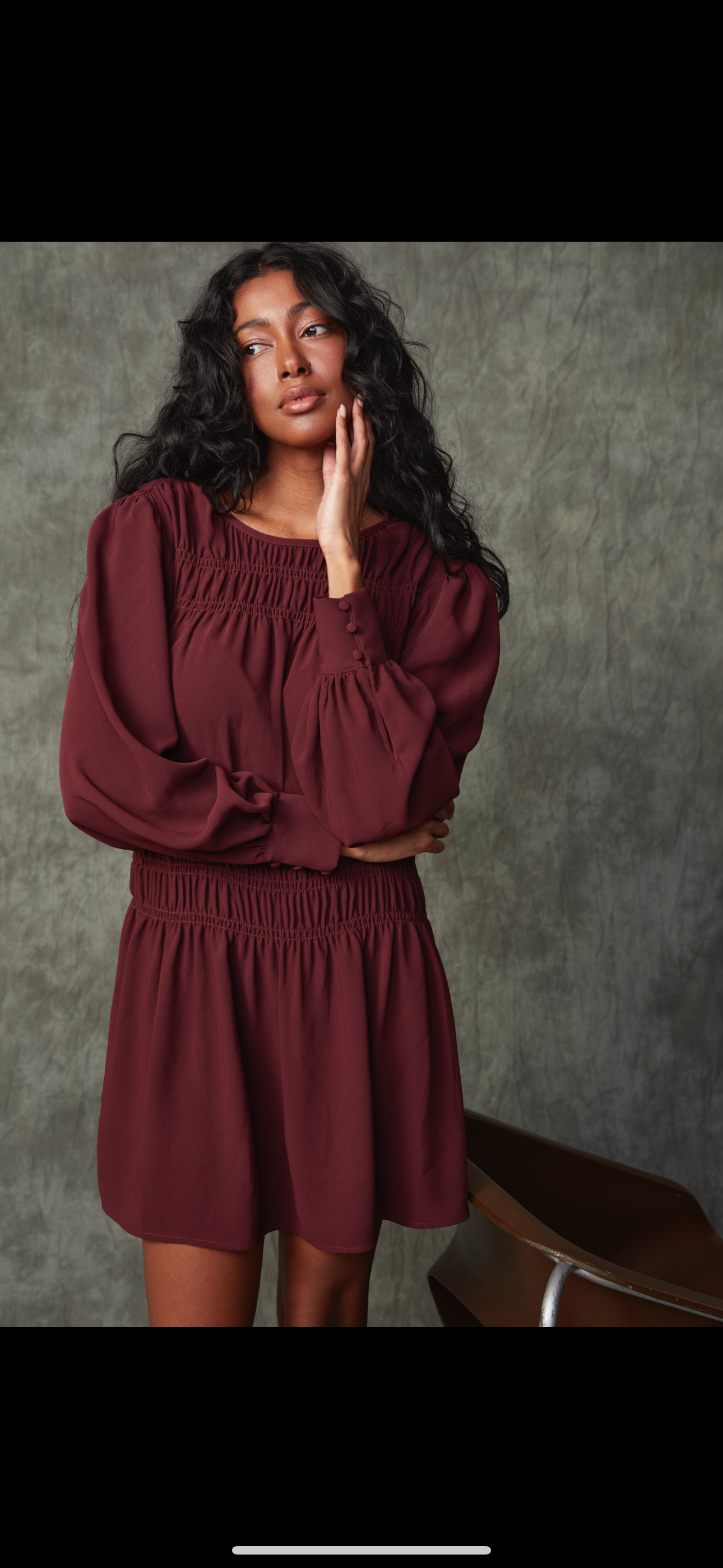 Shirred Mini Dress - Prune