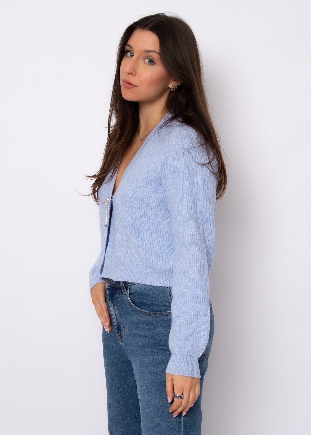 Ghaida V-Neck Cardigan - Blue sky