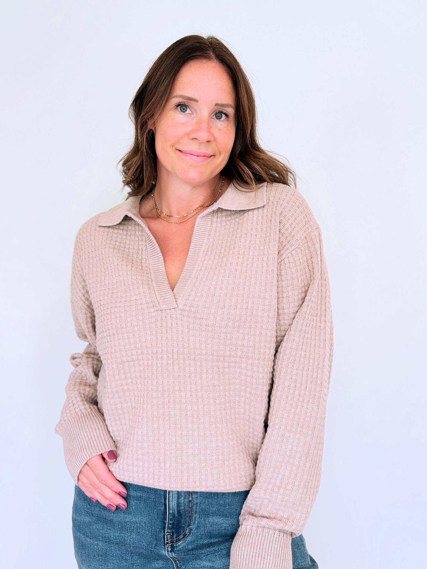 Megan Waffle Sweater