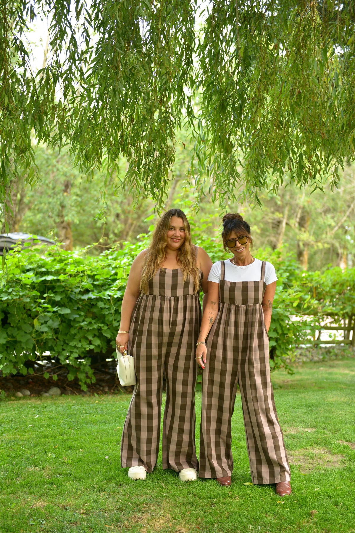 Breezy Gingham Romper - Brown