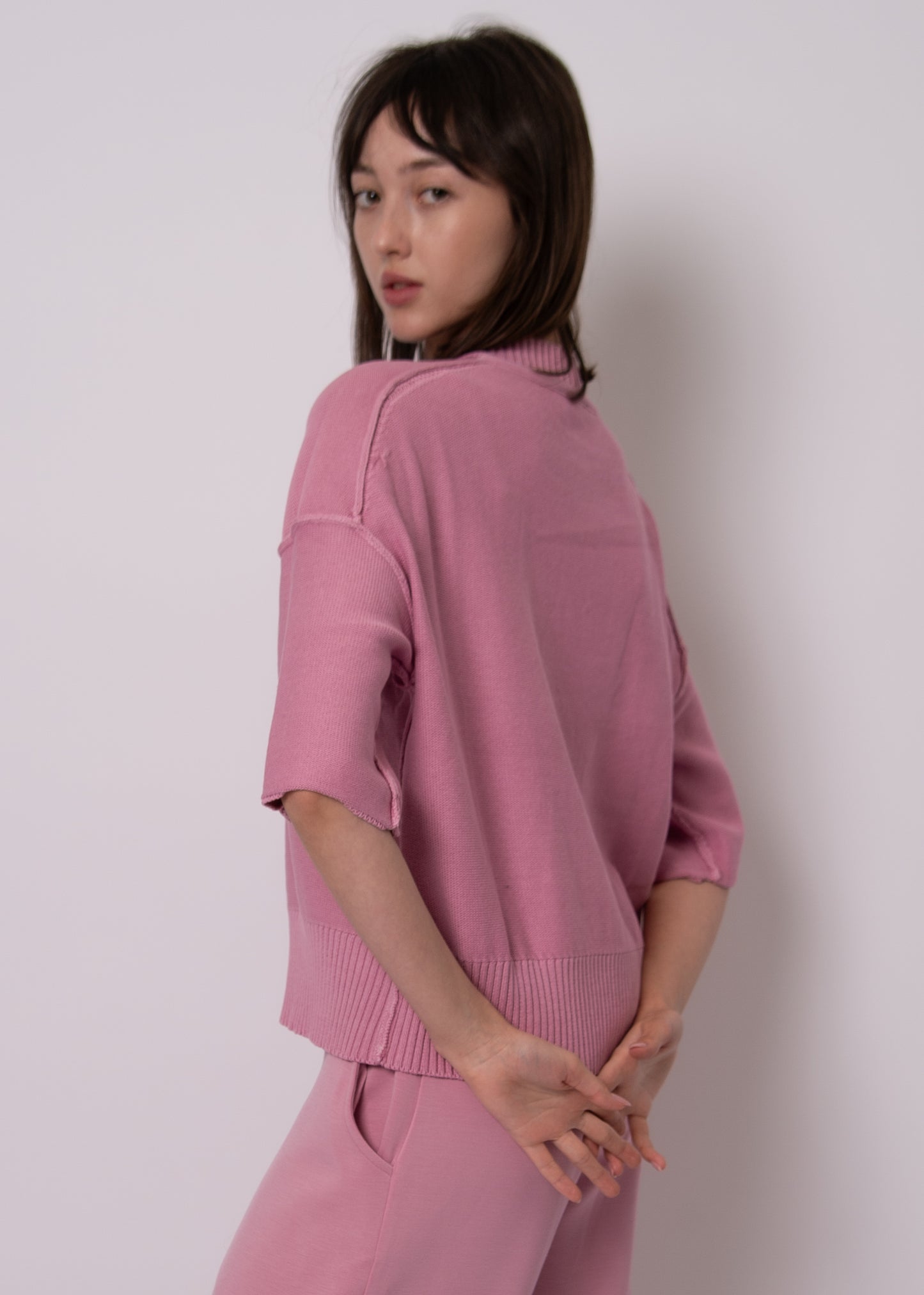 Nelkin 3/4 Sleeve Sweater - Petal Pink