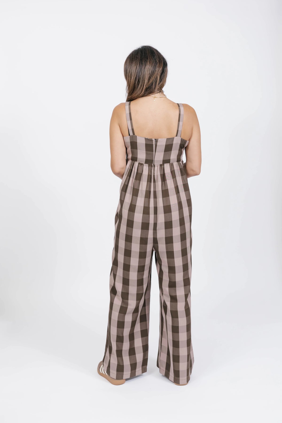 Breezy Gingham Romper - Brown