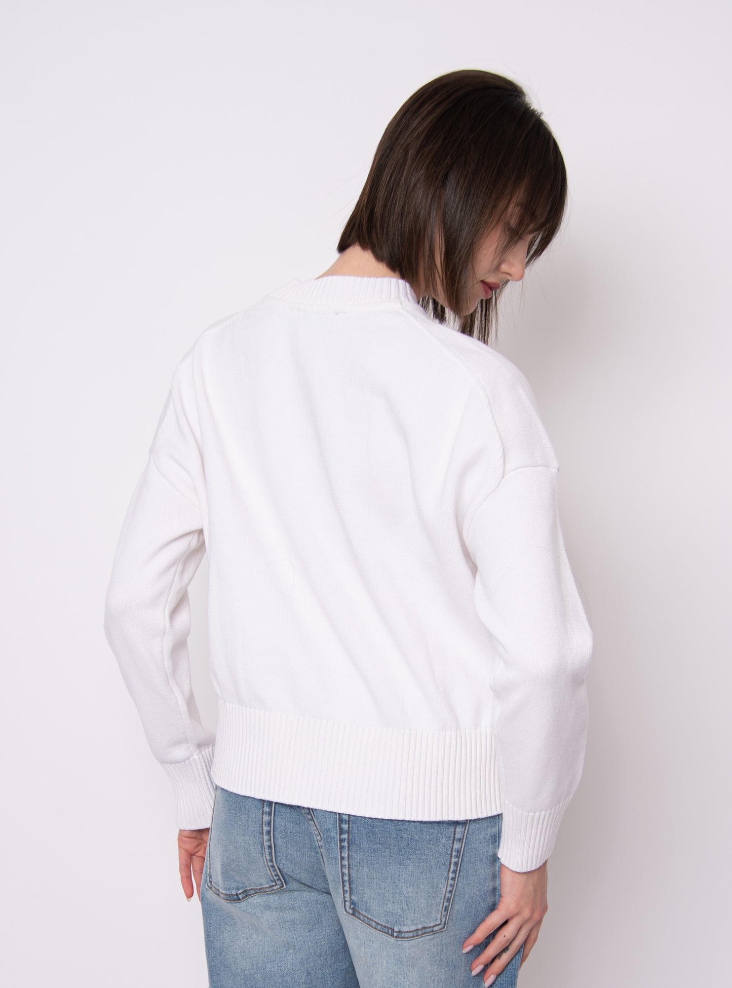 Nelkin Crew Neck Sweater - White
