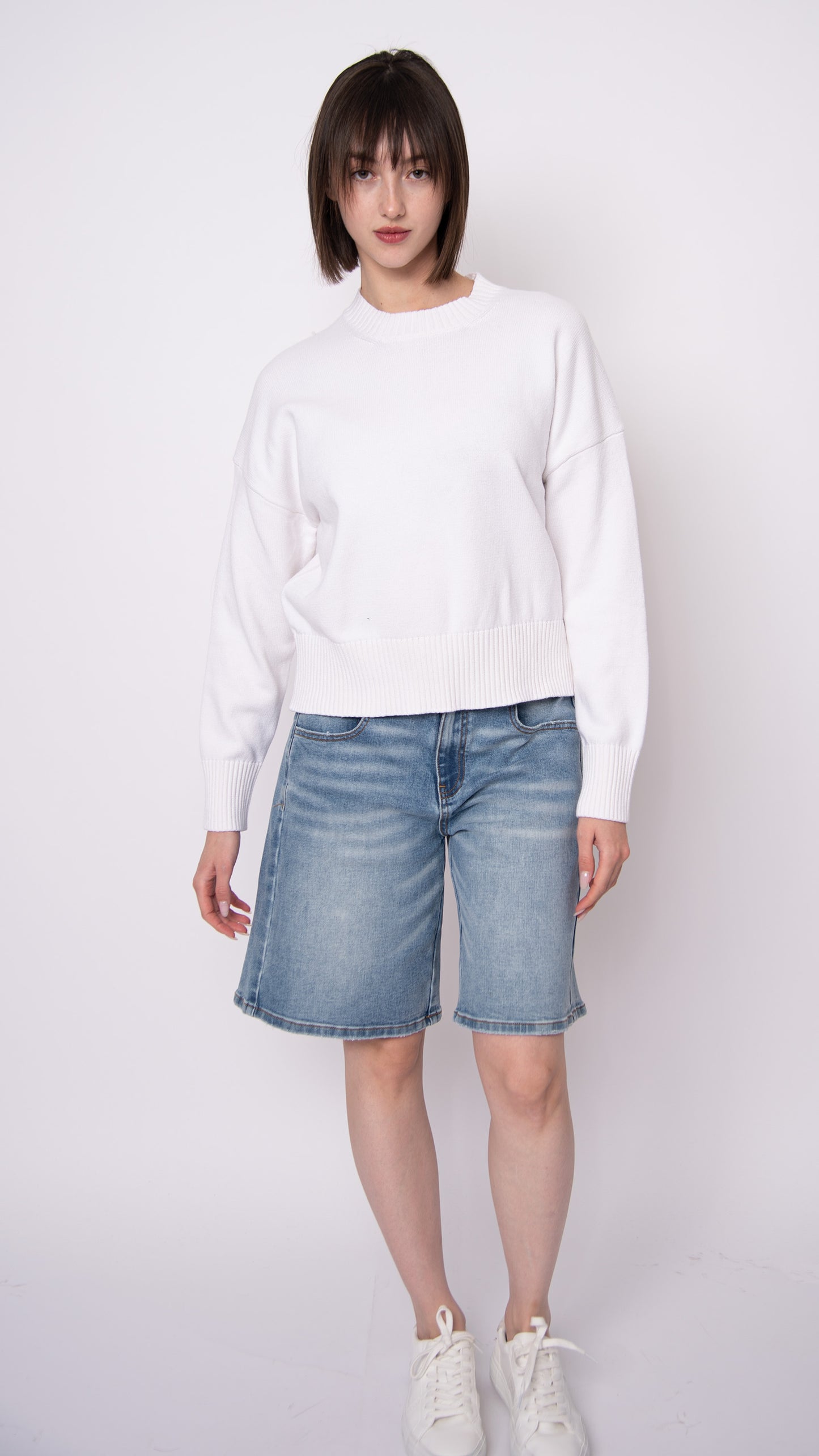 Nelkin Crew Neck Sweater - White