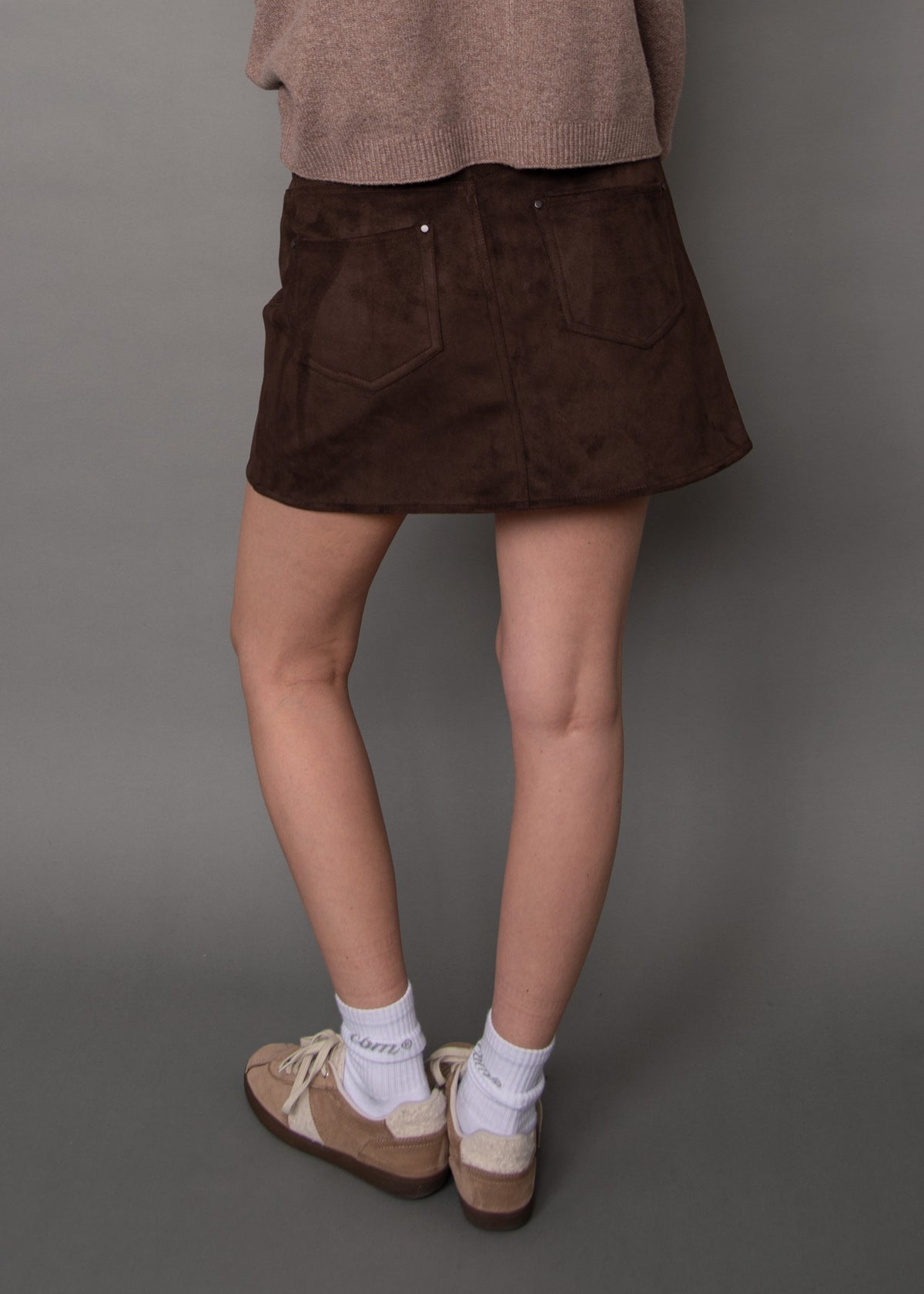 Missy Faux Suede Mini Skirt - Deep Brown