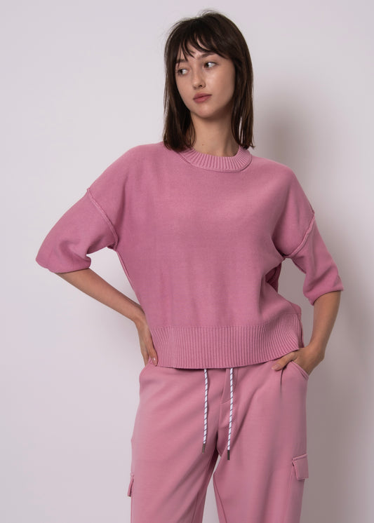 Nelkin 3/4 Sleeve Sweater - Petal Pink