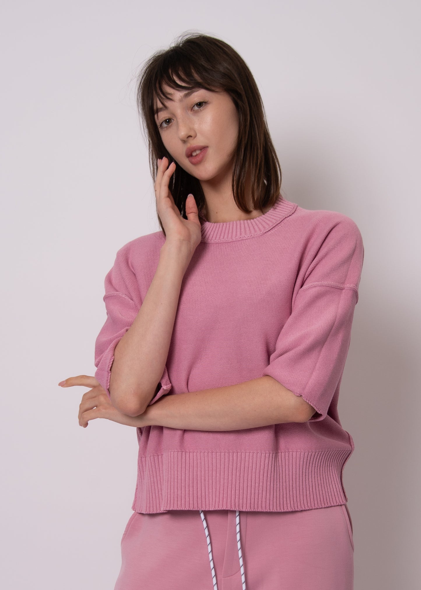 Nelkin 3/4 Sleeve Sweater - Petal Pink
