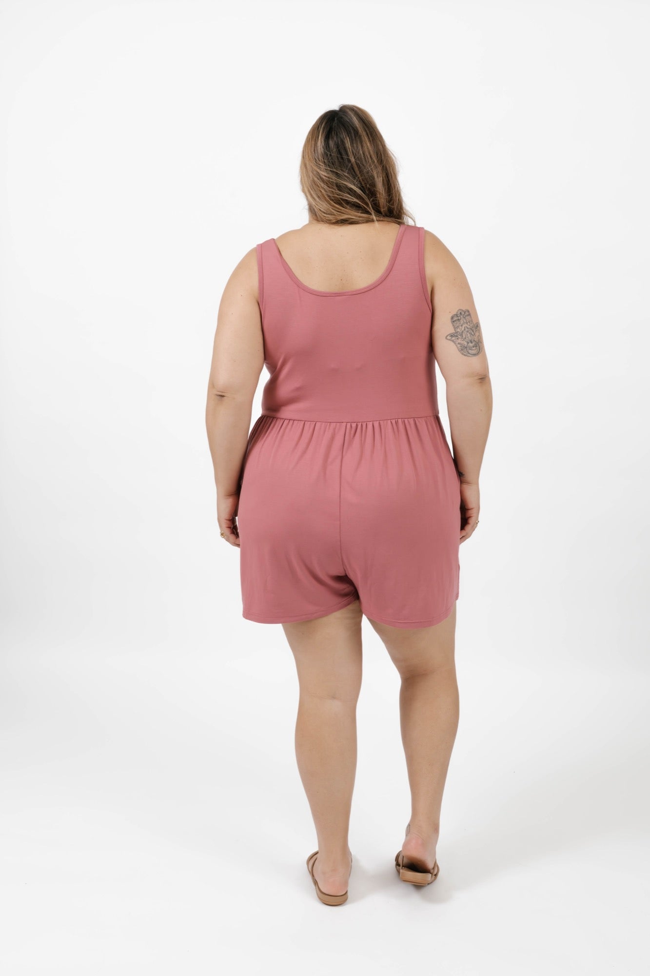 Camille Shorty Romper - Dusty Rose