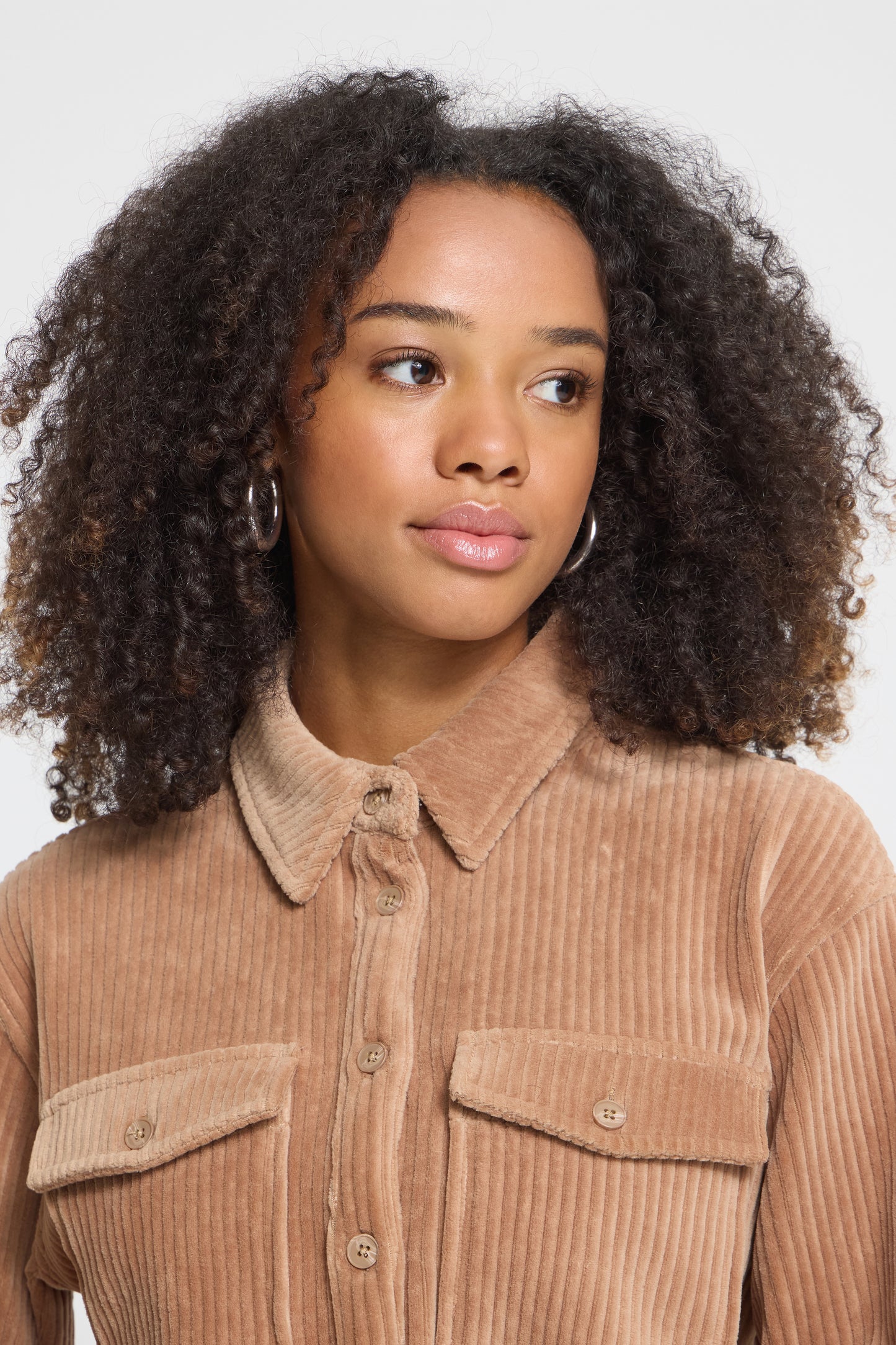 IHtamary Corduroy Button-up Shirt - Toasted Coconut