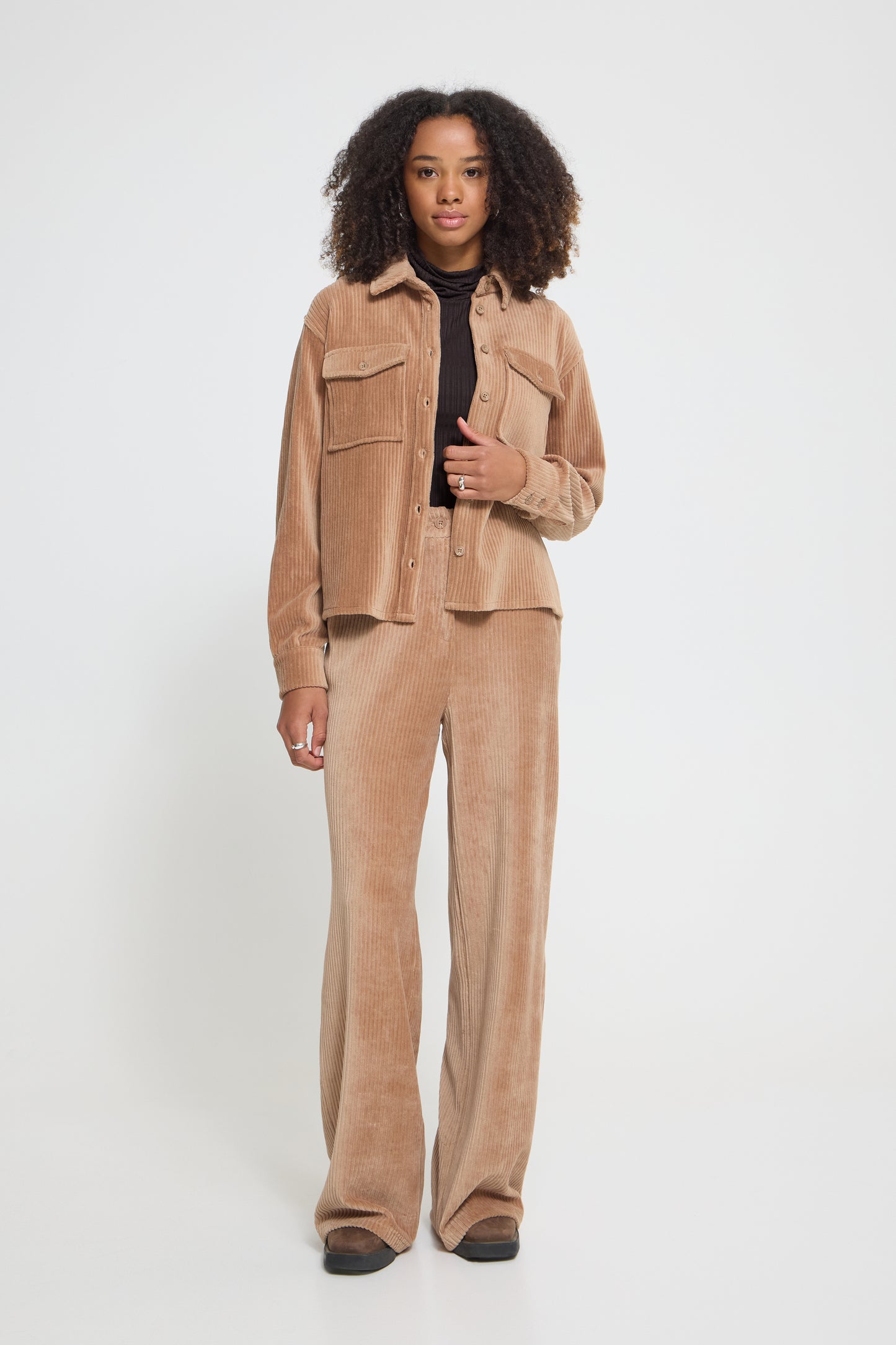 IHtamary Corduroy Button-up Shirt - Toasted Coconut
