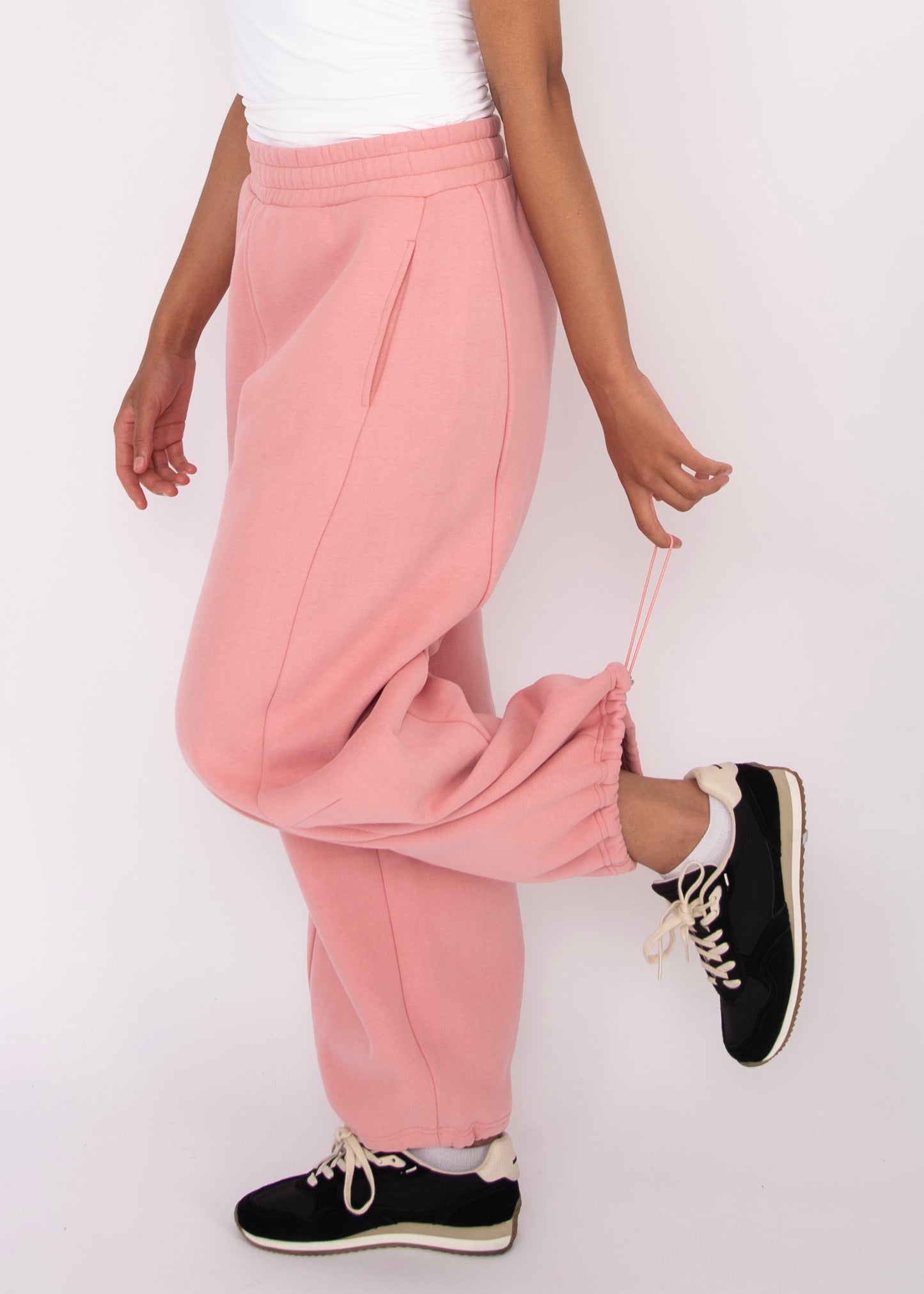 Beata Fleece Barrel Pant - Palm Pink