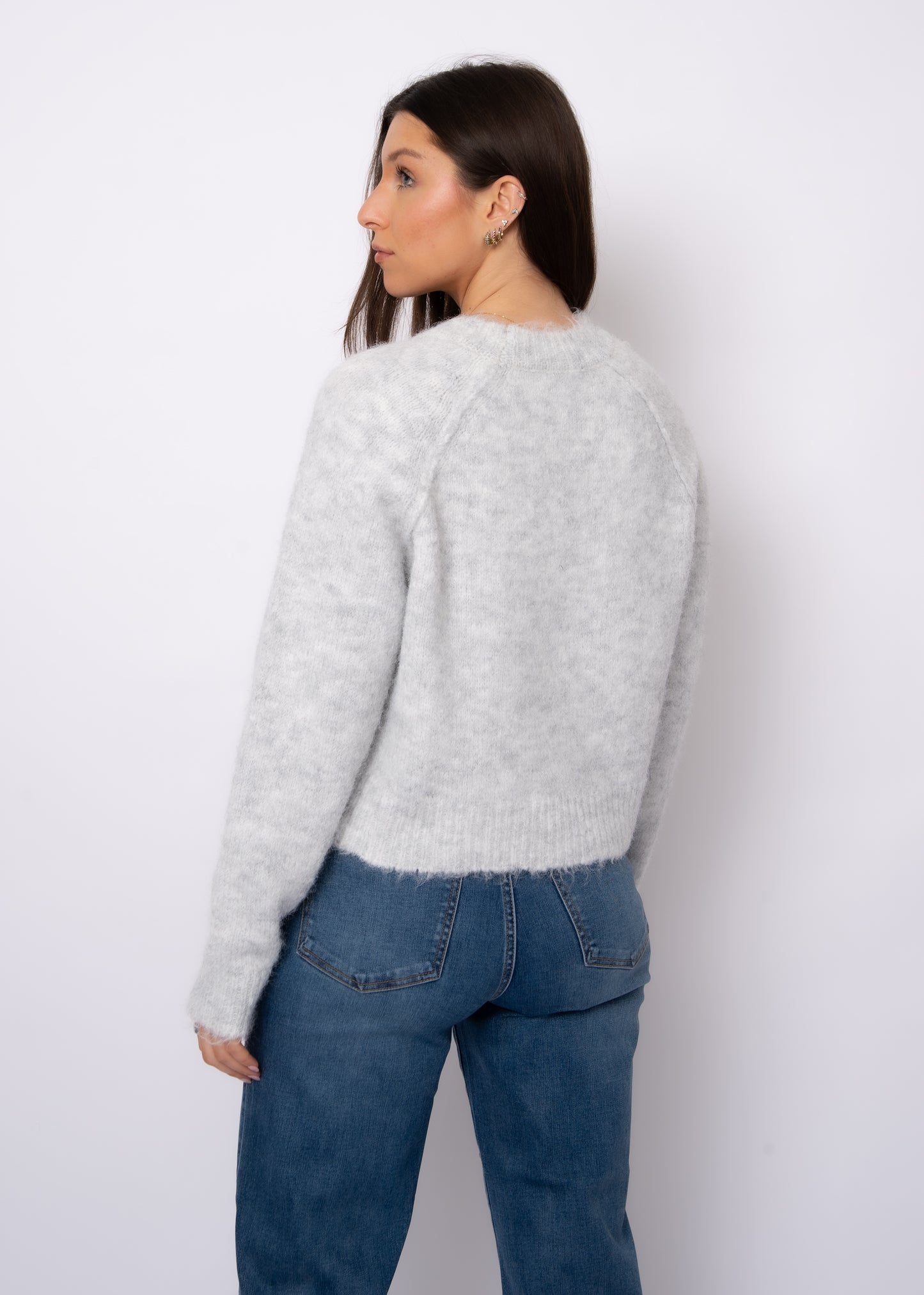 Zuma Crew Neck Knit Sweater - Grey