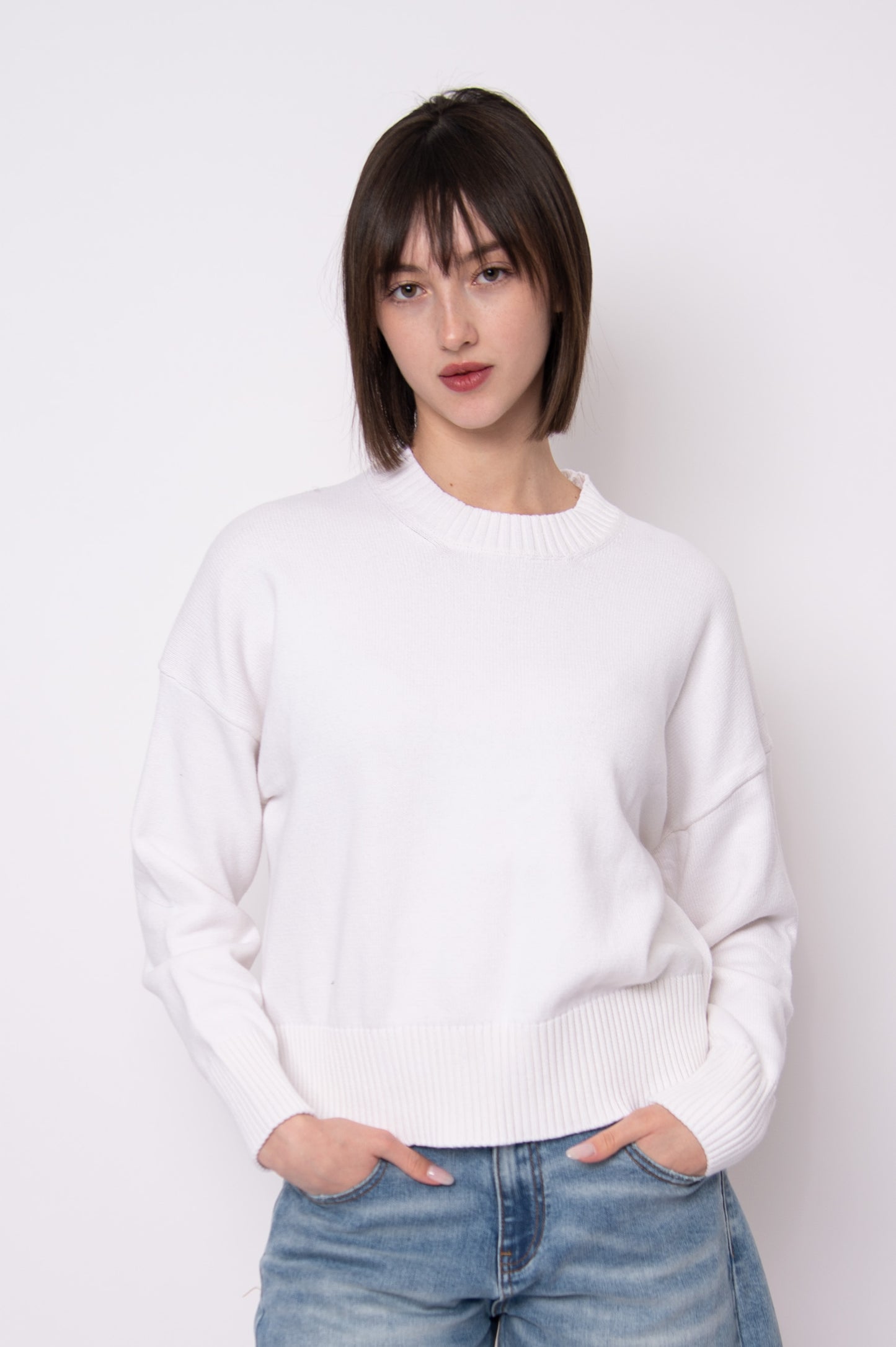 Nelkin Crew Neck Sweater - White