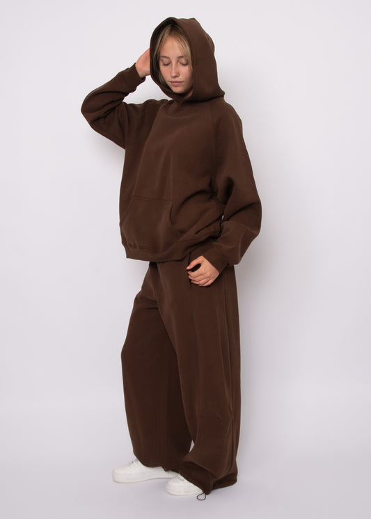 Beata Fleece Barrel Pant - Mahogany