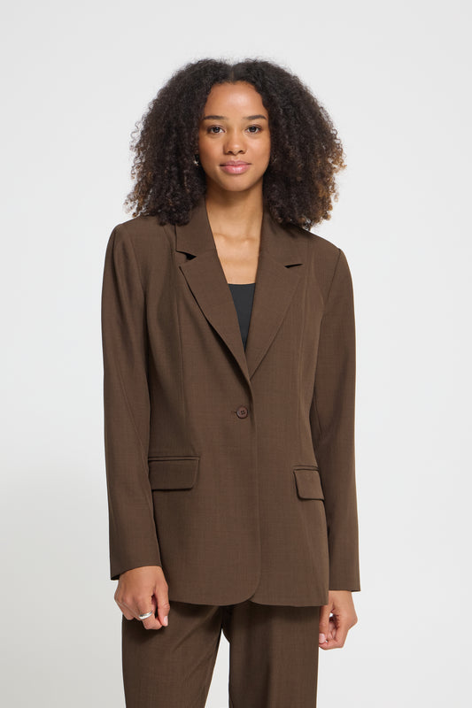 IHfava Long Blazer - Coffee Brown