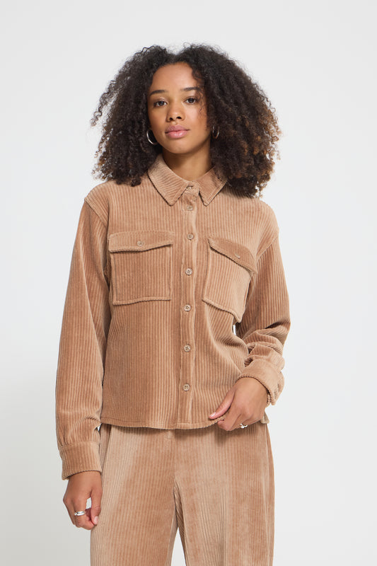 IHtamary Corduroy Button-up Shirt - Toasted Coconut