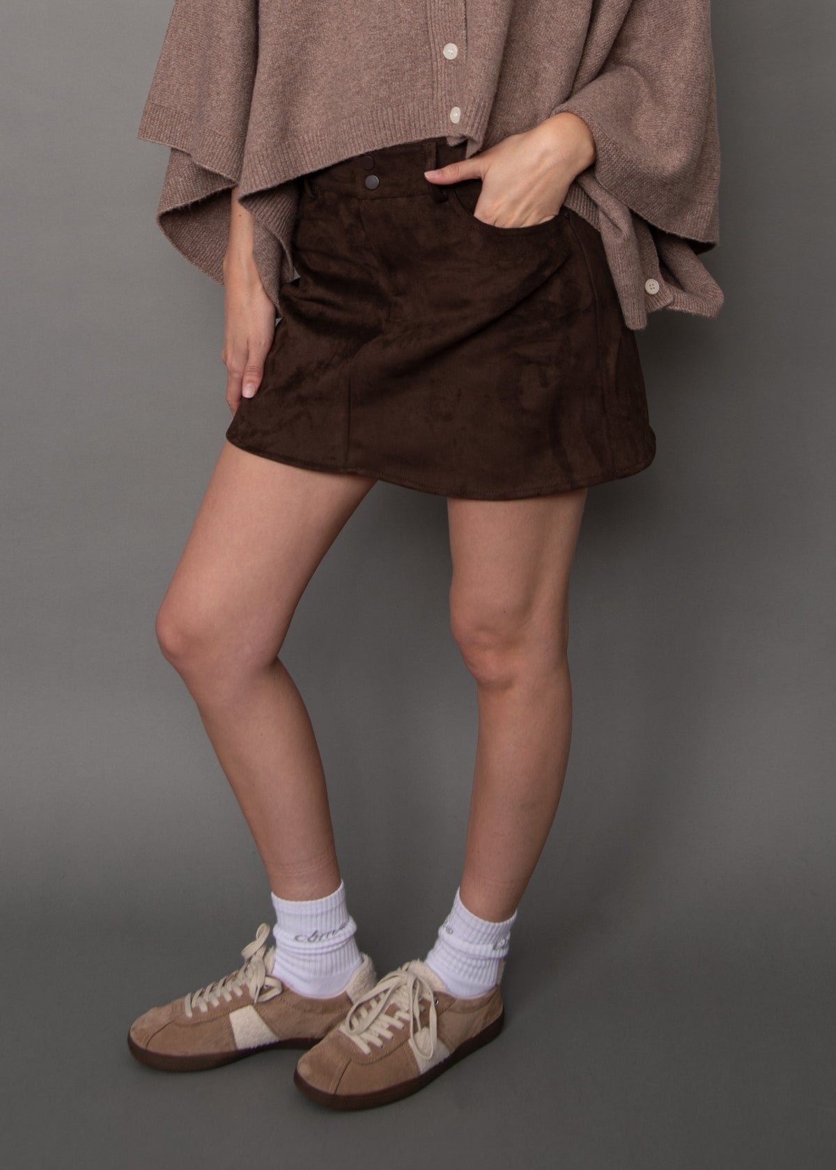 Missy Faux Suede Mini Skirt - Deep Brown