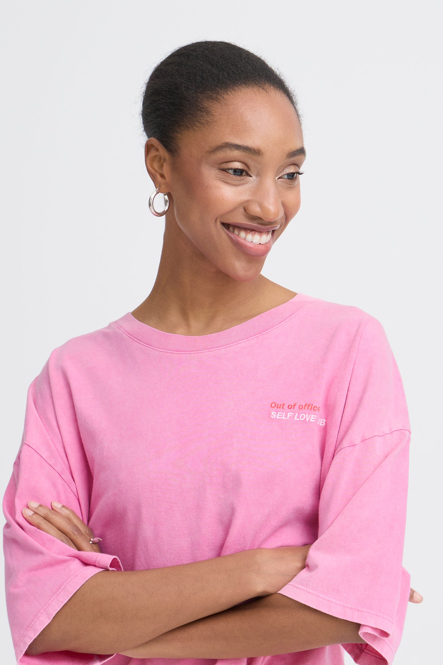 IHNICA Oversized Graphic Tee - Wild Orchid