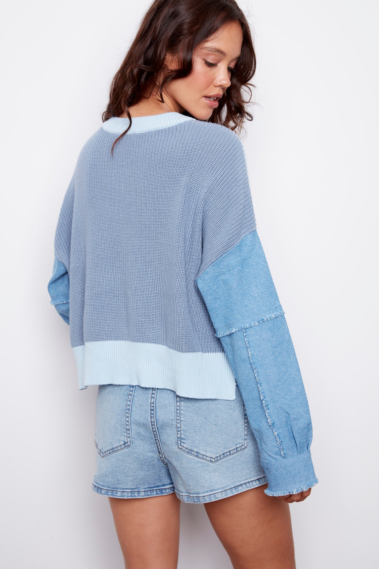 Rumer Denim-Knit Sweater - Blue