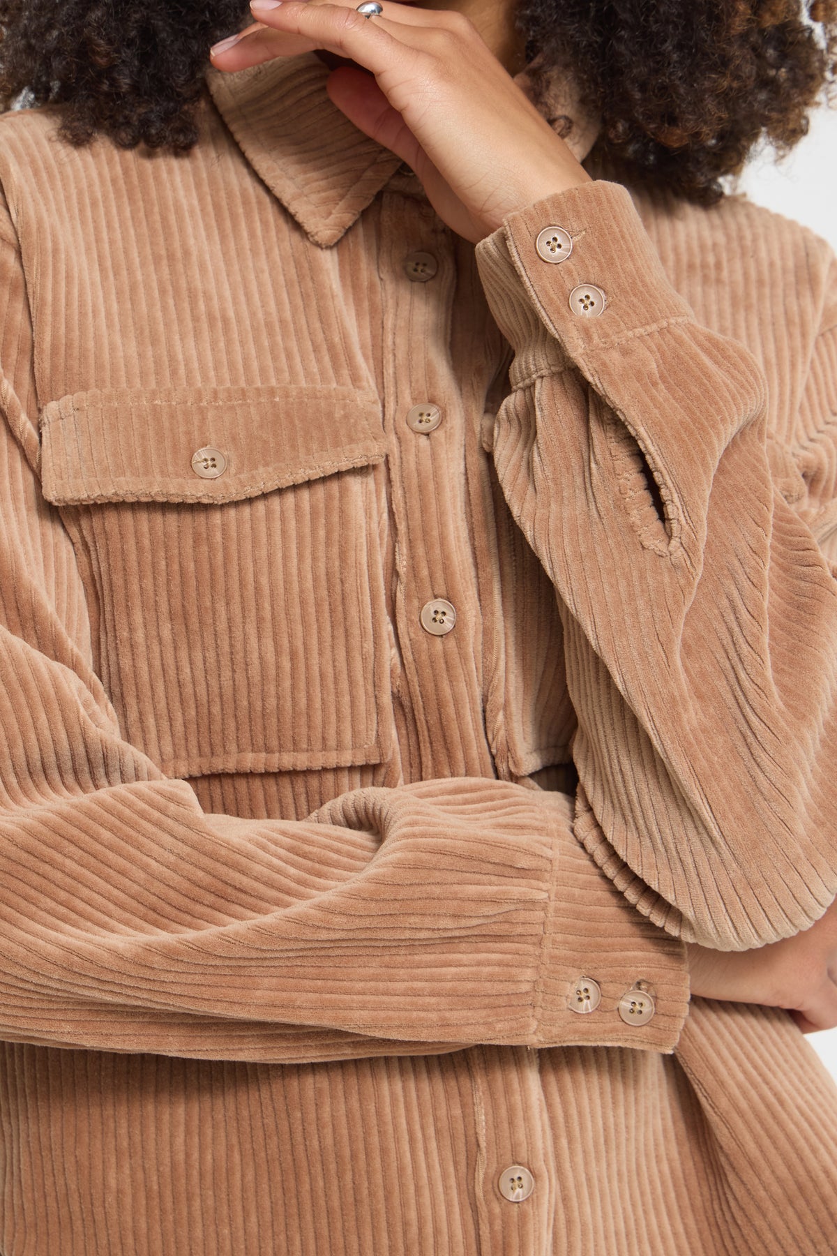 IHtamary Corduroy Button-up Shirt - Toasted Coconut